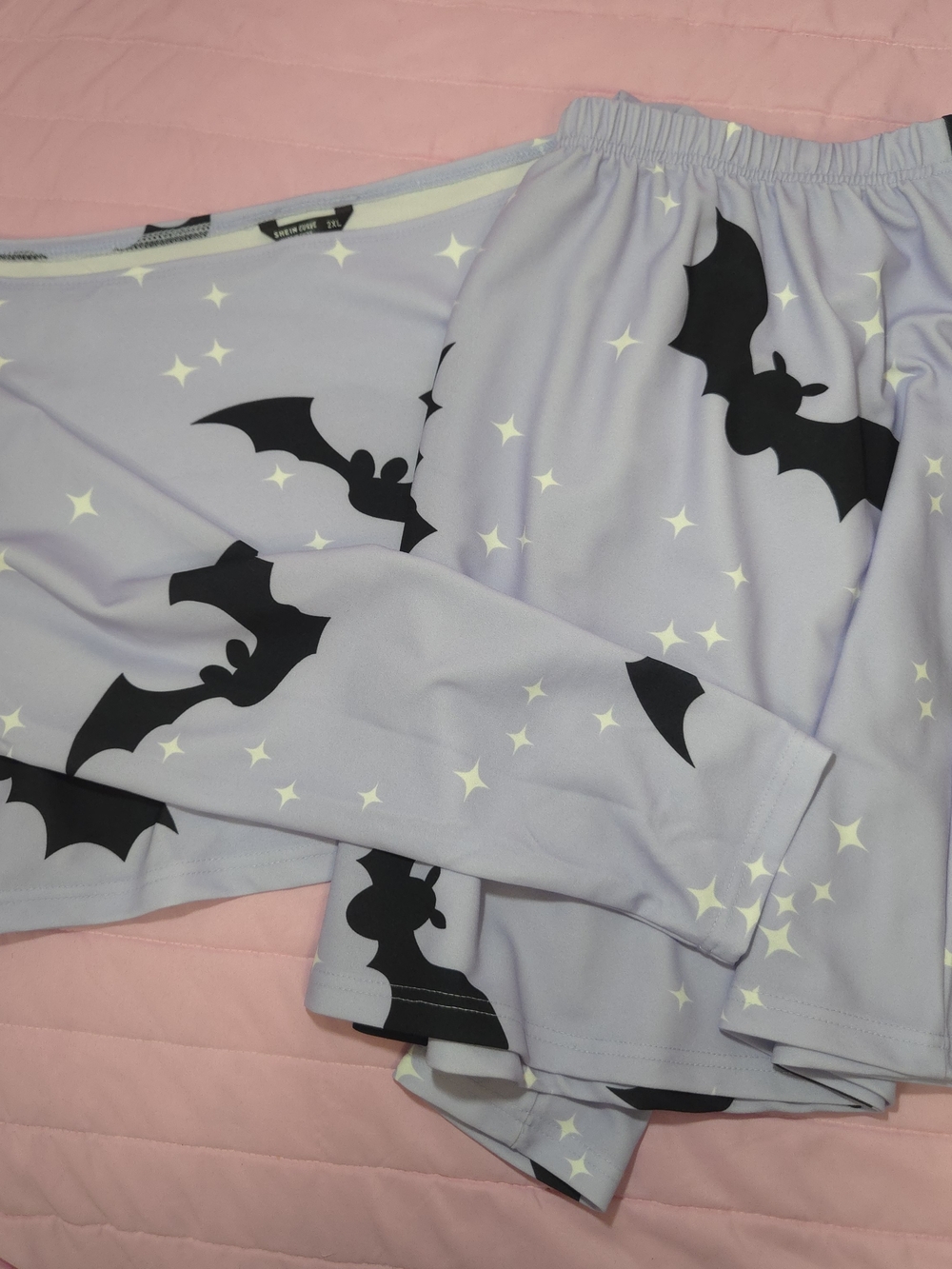 SHEIN Lavender Bat Print 2 Piece Skirt And Top Set
